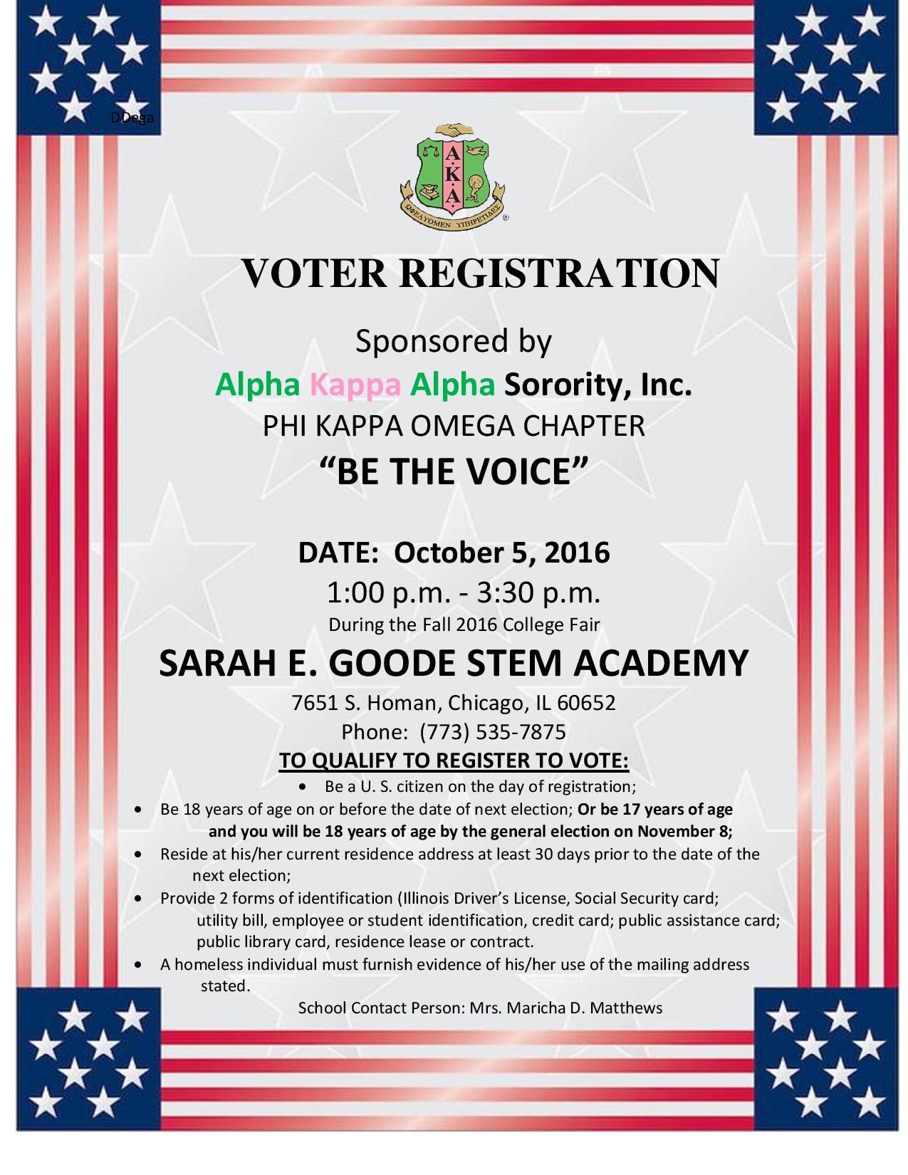 Goode STEM Academy Voter Registration
